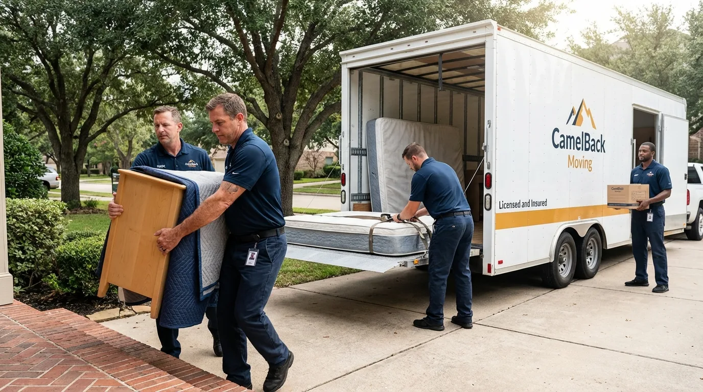 Crew loading residential truck for cross-state move from Madison, GA