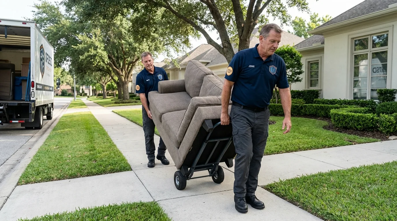 Local residential moving crew loading furniture in Madison, GA