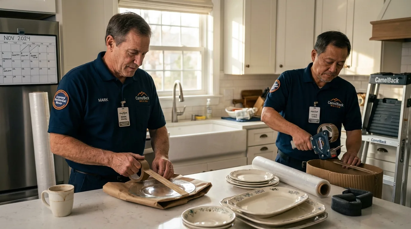Professional crew packing kitchen dishware in Madison, GA